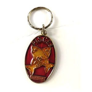 Pisces Feb 19 March 20 Acrylic Metal Keychain Stain Glass Look Fish Zodiac